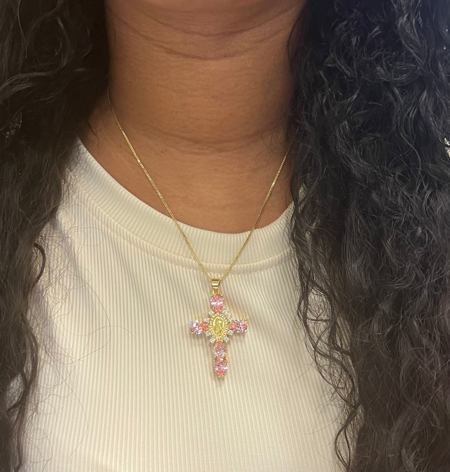 Virgin Mary cross necklace